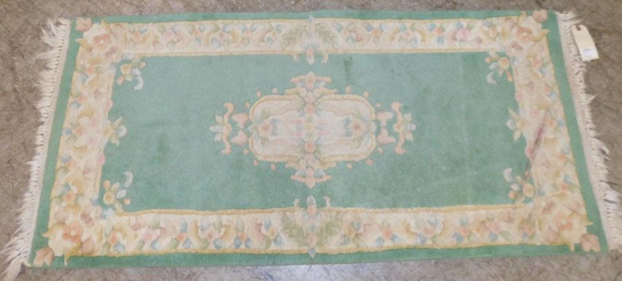 1' 11" x 4' 3" Handmade Aubusson Rug: 1' 11" x 4' 3" Handmade Aubusson Rug.