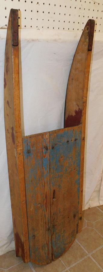 Antique Primitive Wood Sleigh: Antique Primitive Wood Sleigh. 45" x 14"