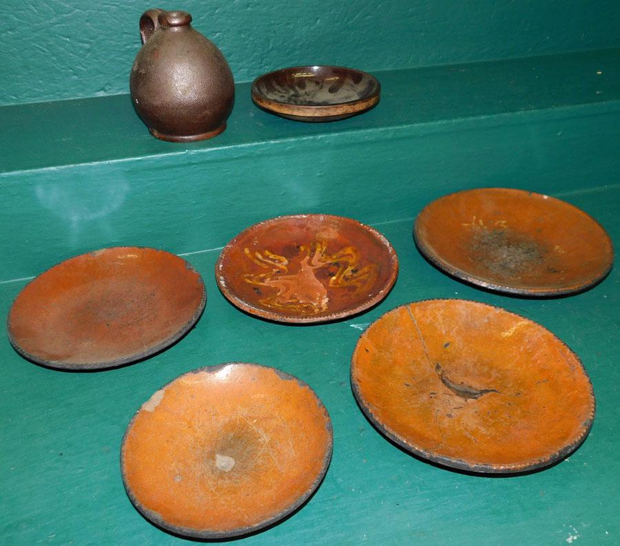 7 Pieces of 19th Century Antique Redware: 7 Pieces of 19th Century Antique Redware, (Some As Is). Up to 10" DIA.