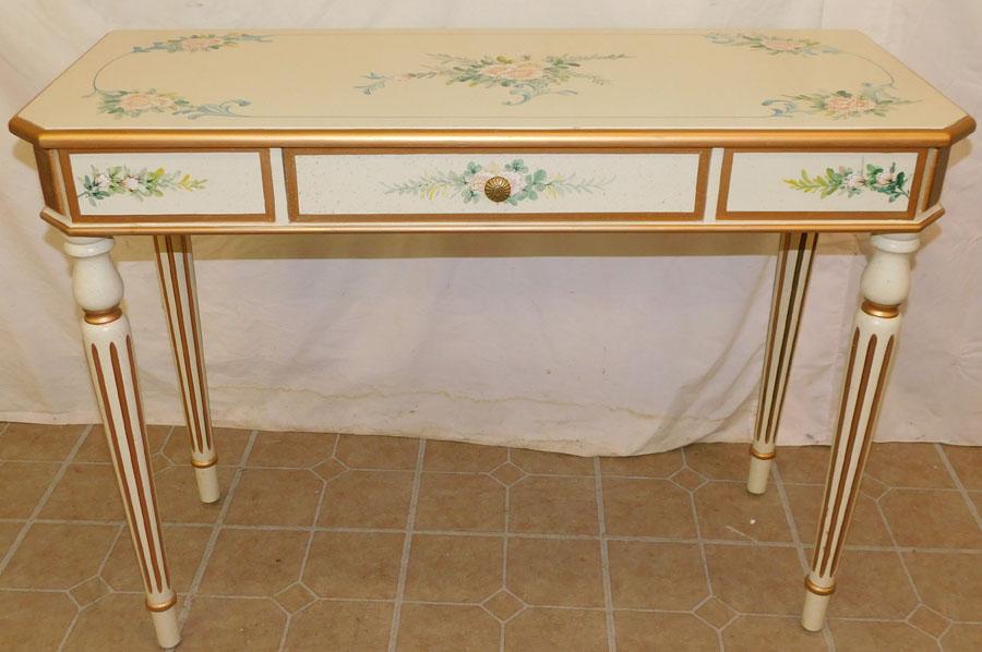 Paint Decorated 1 Drawer Console Table: Paint Decorated 1 Drawer Console Table. 40" W 16" D 30" H