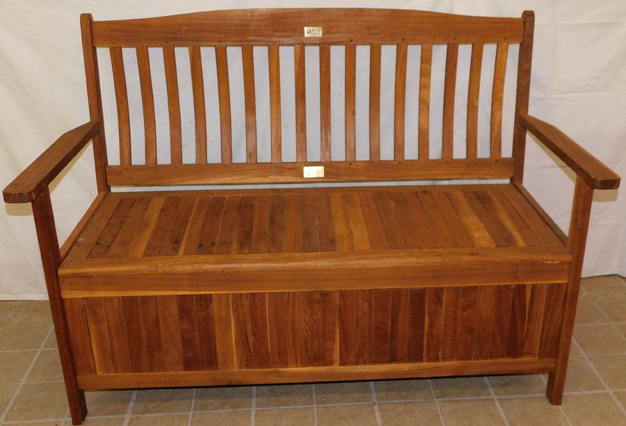 Teakwood Bench w Storage Compartment by Firman: Teakwood Bench with Storage Compartment by Firman. 50" W 23" D 35" H