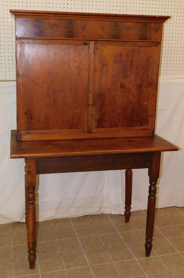 Antique Pine Primitive Plantation Desk with BEM Int: Antique Pine Primitive Plantation Desk with Birds Eye Maple Interior. 38" W 20 1/2" D 59 1/4" H