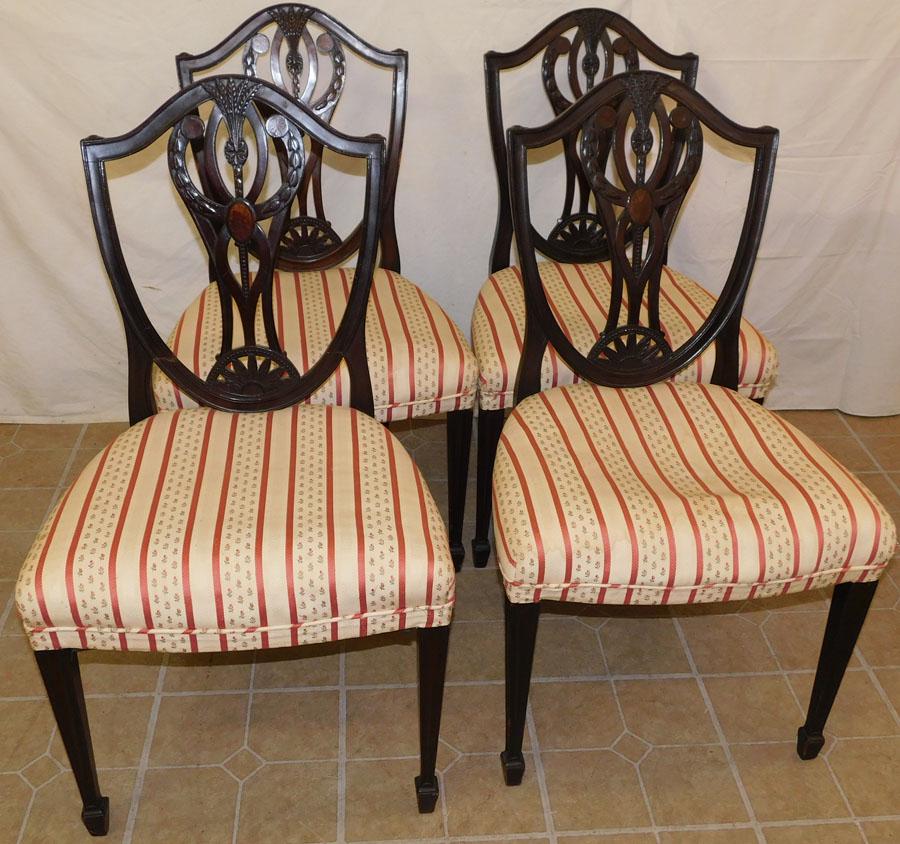 Set of 4 Mahogany Inlaid Hepplewhite Chairs (1 of 9)