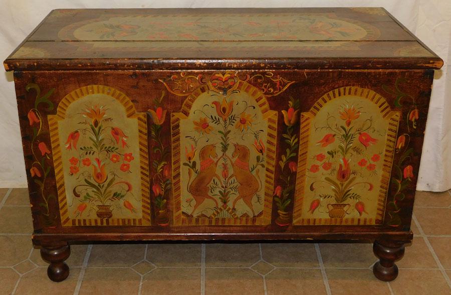 Paint Decorated Dovetailed Blanket Chest (1 of 7)