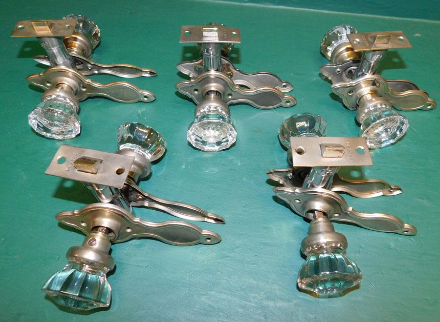 5 Brass Nickel Plated Crystal Handle Knobs (1 of 4)