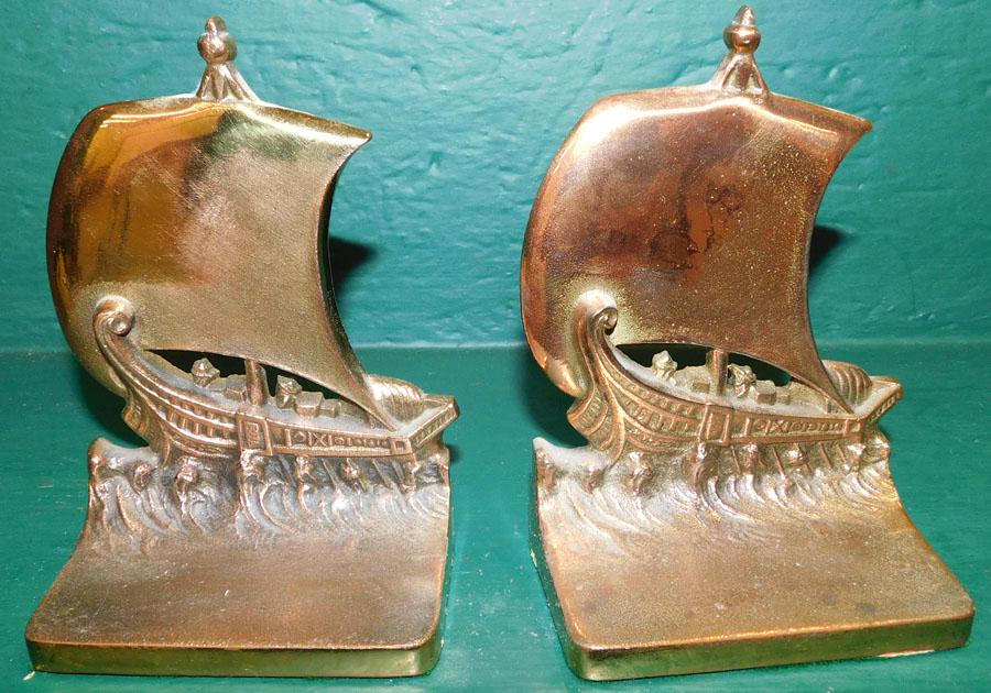 Pr Brass Bradley & Hubbard Ship Book Ends (1 of 4)