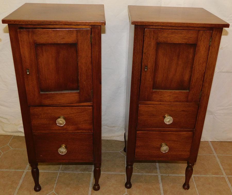 Pair of Walnut Night Stands: Pair of Walnut Night Stands. 12" W 12" D 28" H