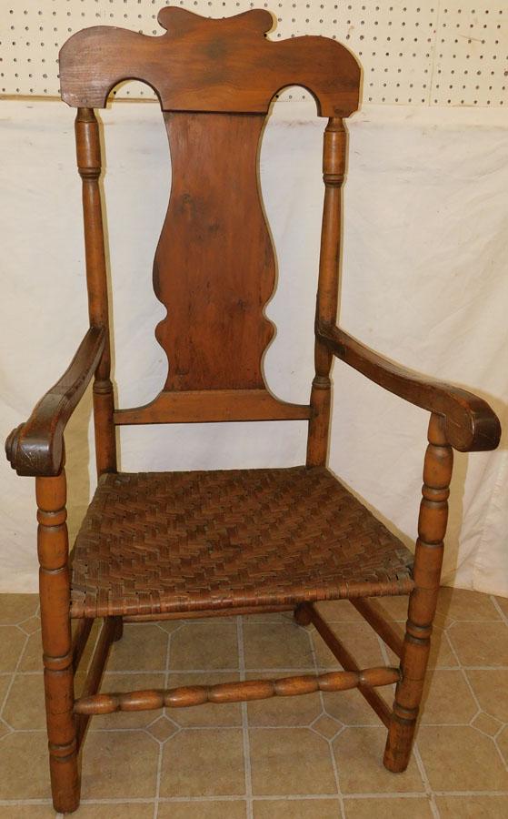 19th C Primitive Queen Anne Style Arm Chair (1 of 4)