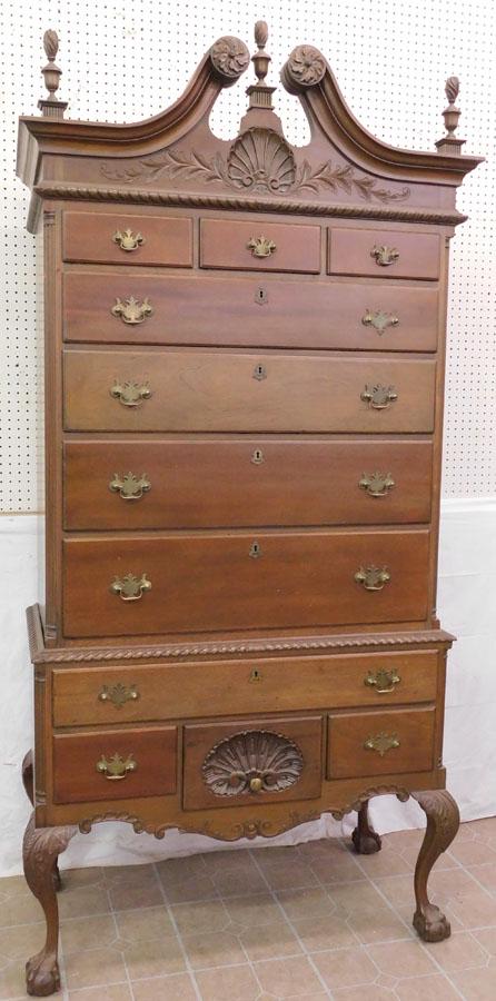 Carved Walnut B & C Phil Style Highboy (1 of 8)