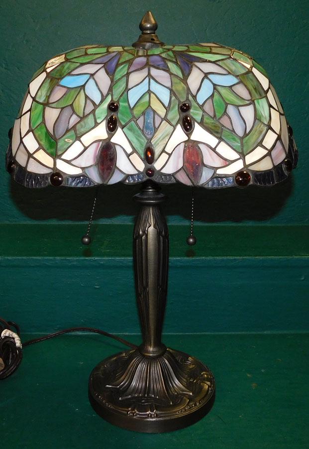 Leaded Glass Shade Table Lamp: Leaded Glass Shade Table Lamp. 20 1/2" H