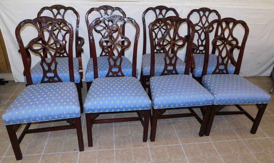 8 Mahogany Chippendale Style Dining Chairs (1 of 6)