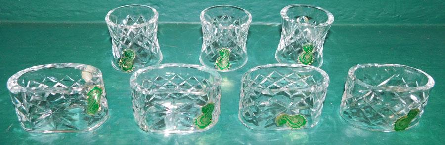 7 Waterford Napkin Rings: 7 Waterford Napkin Rings.