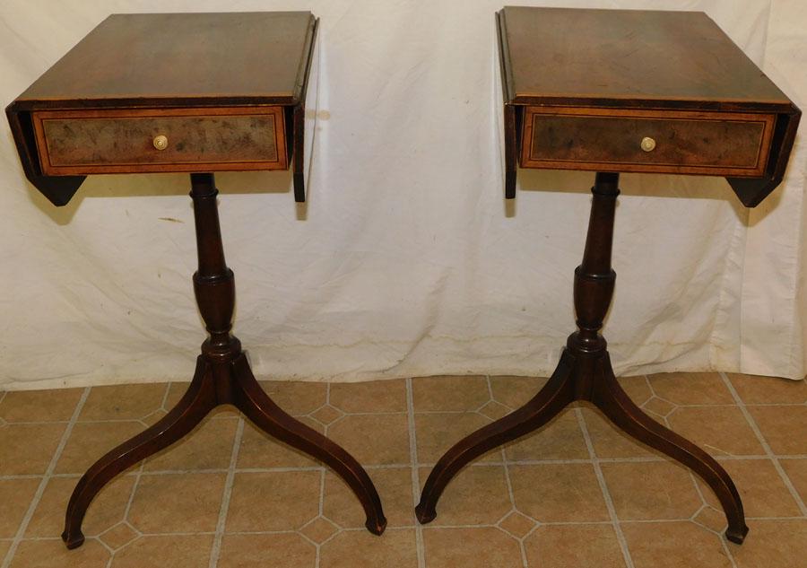 Pair of Mahogany Inlaid Drop Leaf Tables (1 of 5)
