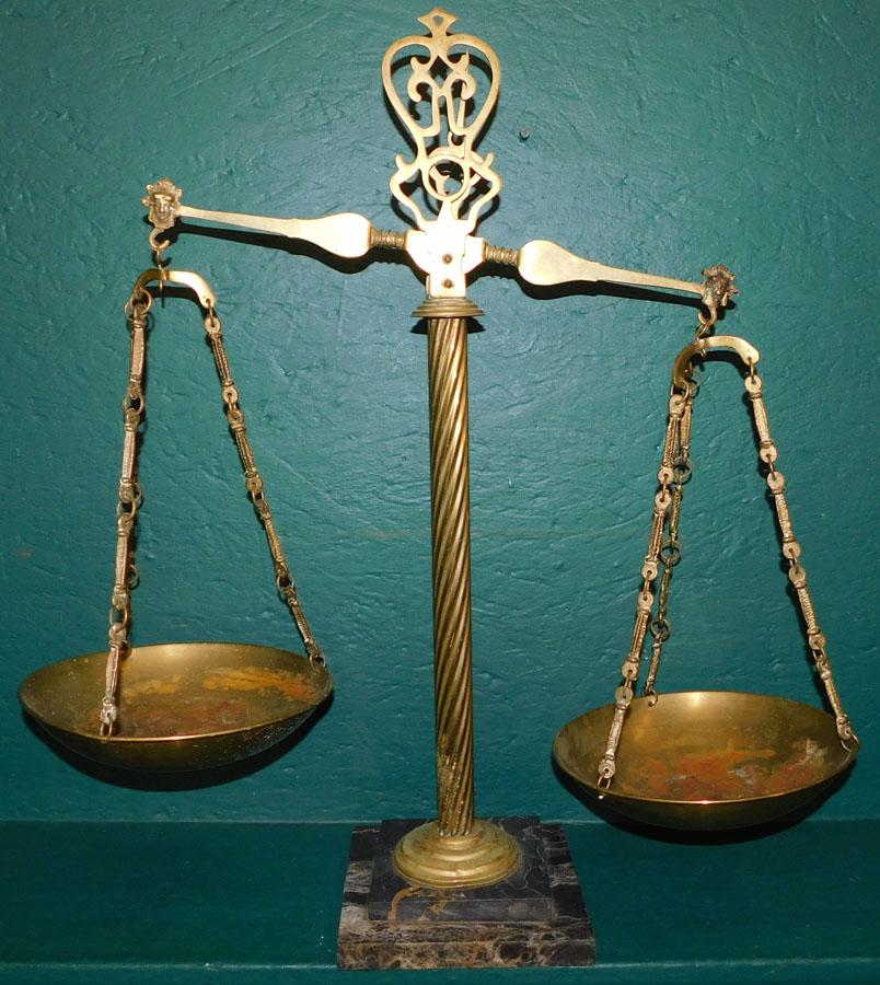 Large Brass Scale With Marble Base (1 of 2)