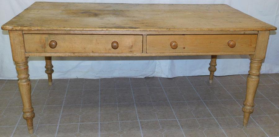 Pine 2 Drawer Farm Table (1 of 5)