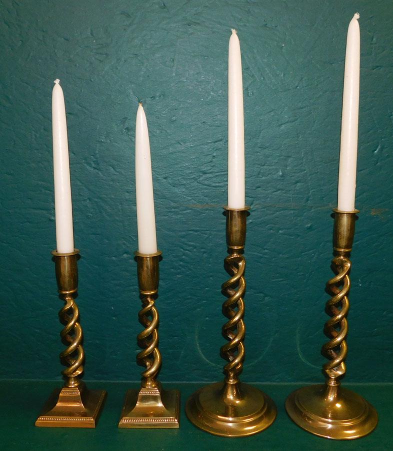 2 Pr Barley Twist Open Work Brass C/sticks (1 of 3)