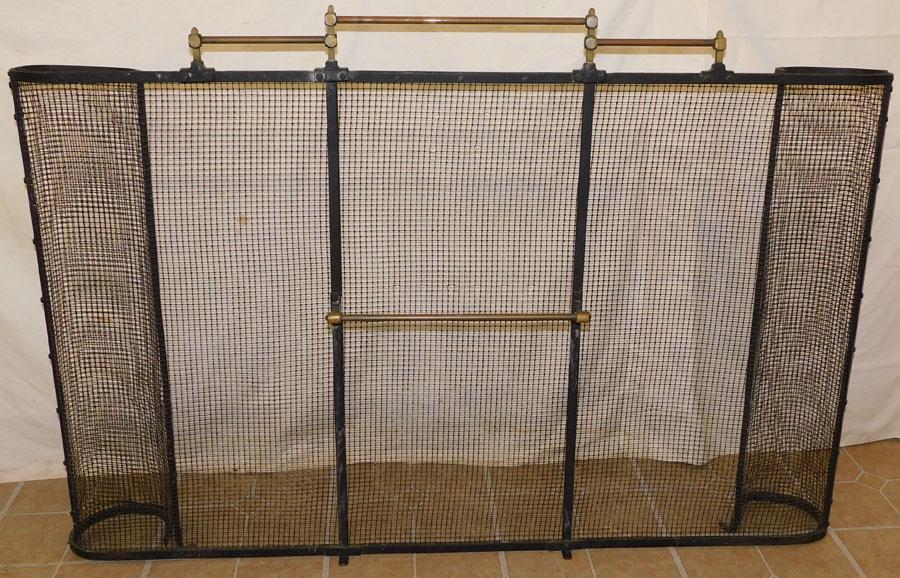 Wrought Iron Mesh & Brass Fire Screen (1 of 5)