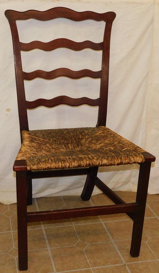 19th C Cherry Ladder Back Rush Bottom Chair (1 of 5)
