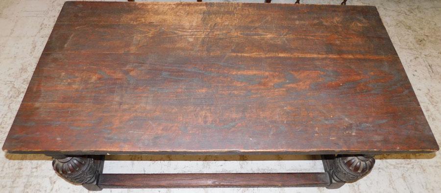 Eng Oak Jacobean Style Stretcher Base Table (1 of 4)