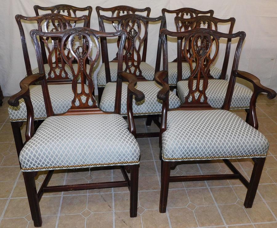 Set 8 Mahogany Chippendale Dining Chairs (1 of 5)
