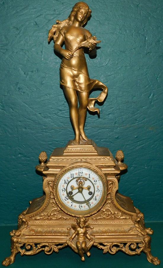Spelter Figural Clock By Waterbury (1 of 6)