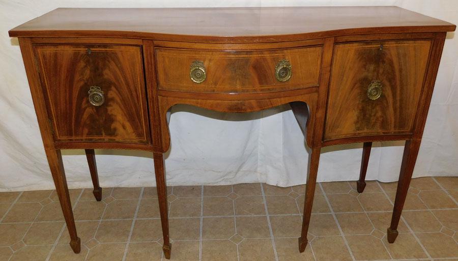 19th C Mah Inl Brandy Board W/ Cellarette Drawer: 19th C Mahogany Inlaid Brandy Board W/ Cellarete Drawer. 54" W 21 1/2" D 35 1/2" H
