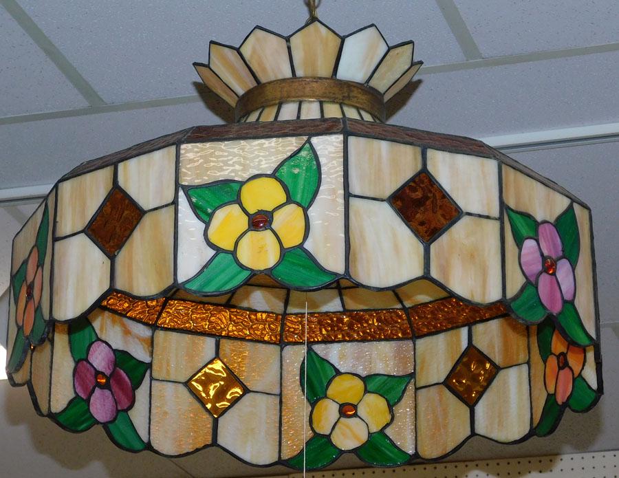 Lead Glass Light Fixture: Lead Glass Light Fixture. 23" Dia