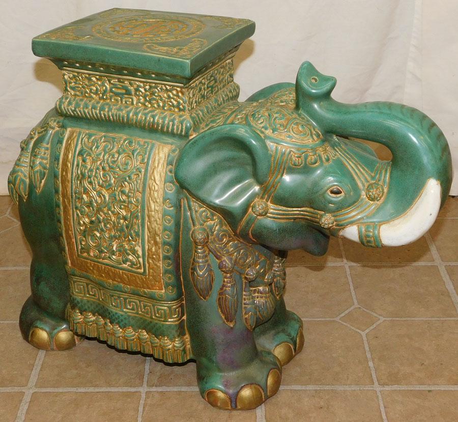 Porcelain Elephant Garden Seat: Porcelain Elephant Garden Seat . 23 1/2" W 18" H