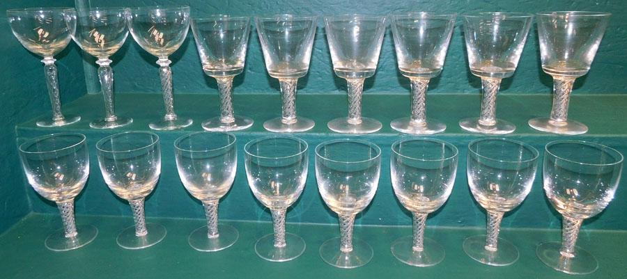 17 Pc Stuart Glassware: 17 Pc Stuart Glassware. 7 1/4" H (Tallest)