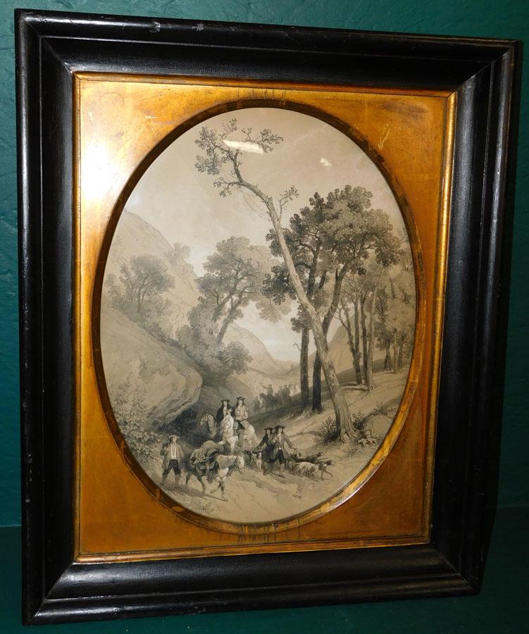 Francois Ferogio (1805-1888) Lithograph "Returning From (1 of 4)