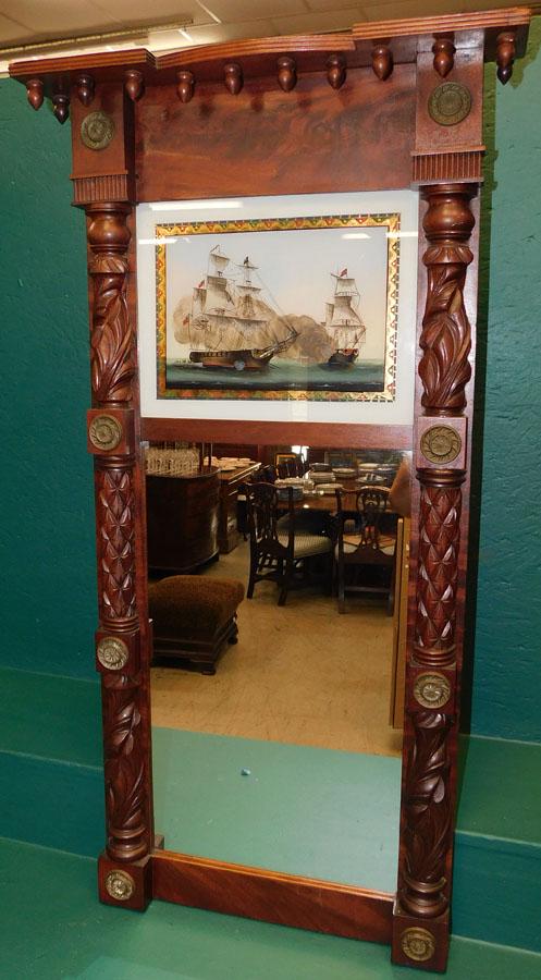 19th C Mah Federal Mirror W/ Eglomise Panel (1 of 5)