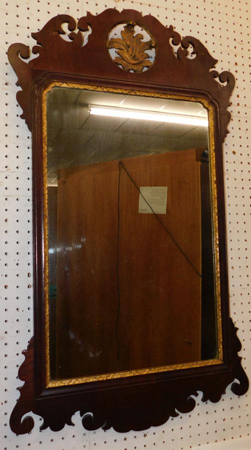 19th C Mahogany Chippendale Mirror: 19th C Mahogany Chippendale Mirror. 24 1/4" X 42 1/4"