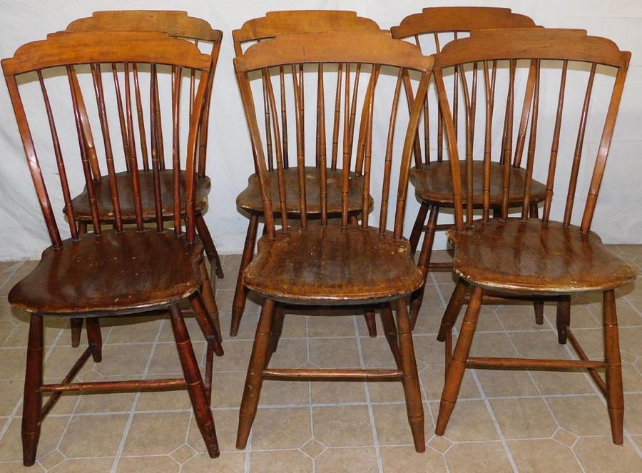 Set 6  19th C Cherry Windsor Step Back Chairs (1 of 4)
