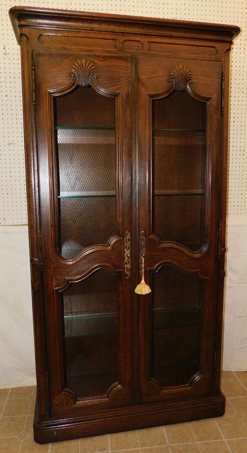 Henredon Chestnut Book Case W/ Wire Mesh Doors: Chestnut Book Case W/ Wire Mesh Doors By Henredon. 44" W 15" D 82" H