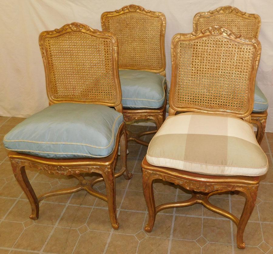 4 Fr Gilt Paint Cane Seat & Back Side Chairs (1 of 6)