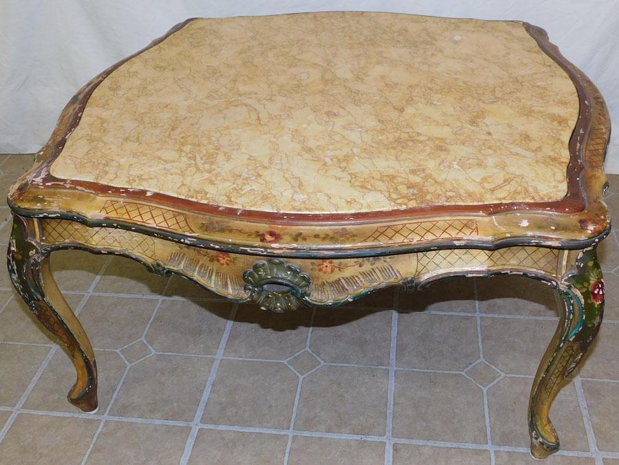 Marble Top Paint Dec Venetian Coffee Table (1 of 4)