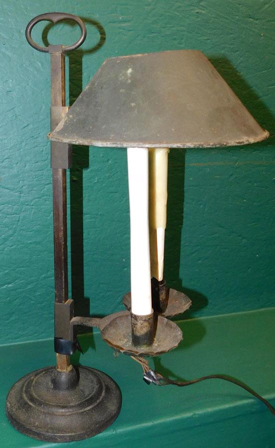 19th C Tole Cast Iron Student Lamp (Electrified) (1 of 4)
