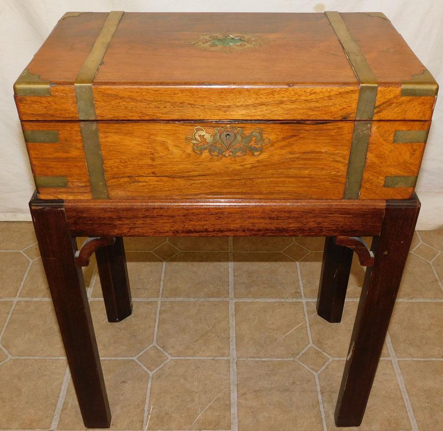 Rose Wood Brass Bound Lap Desk On Stand (1 of 6)