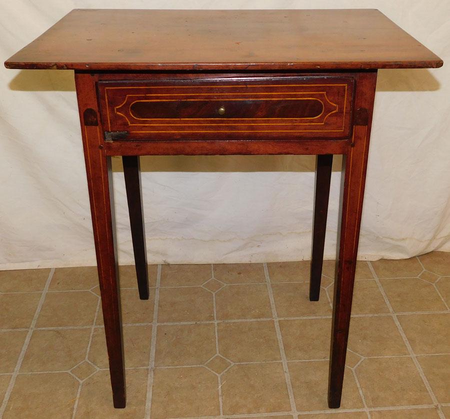 19th C Cherry Inlaid One Drawer Stand (1 of 9)