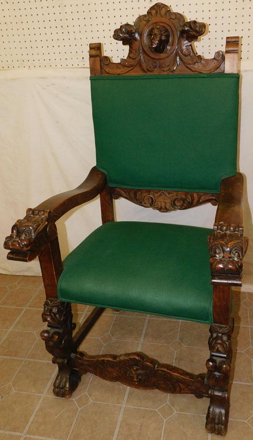 Walnut Heavily Carved Captains Chair (1 of 8)