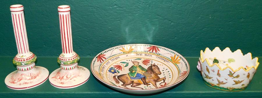 3 Pc Italian Polychrome & 1 Porc Cache Pot (1 of 3)