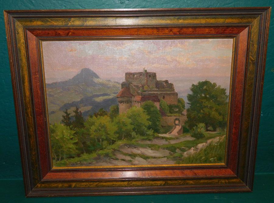 Oil on Board Castle Scene Signed (1 of 4)