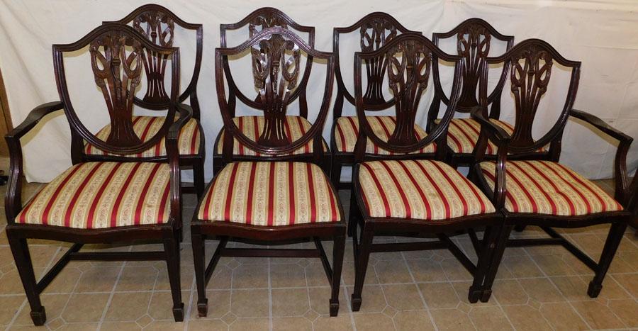 Set 8 Mahogany Hepplewhite Dining Chairs (1 of 7)