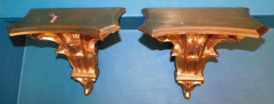 Pair Gilt Italian Wall Brackets (1 of 3)