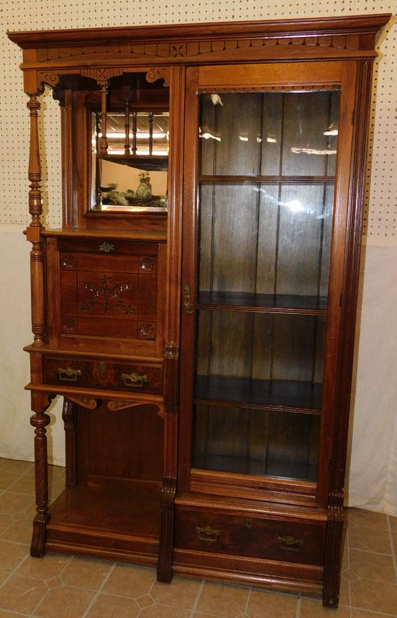 Walnut Victorian Bookcase Secretary (1 of 3)