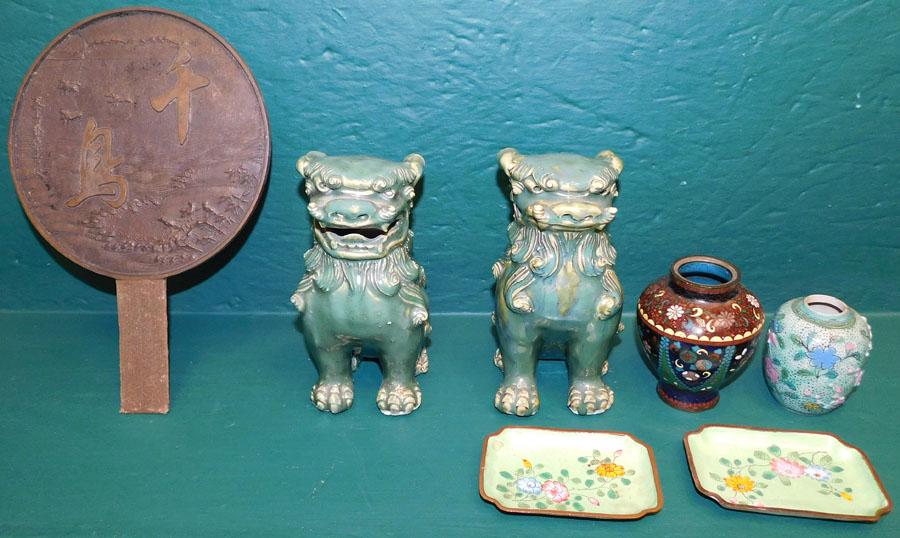 7 Pc Porcelain Bronze Cloisonne Oriental Items (1 of 6)