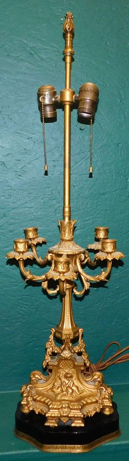 Bronze Candelabra Made Into Lamp: Bronze Candelabra Made Into Lamp. 33" H