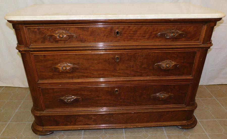 Victorian Walnut Marble Top 4 Drawer Chest (1 of 9)