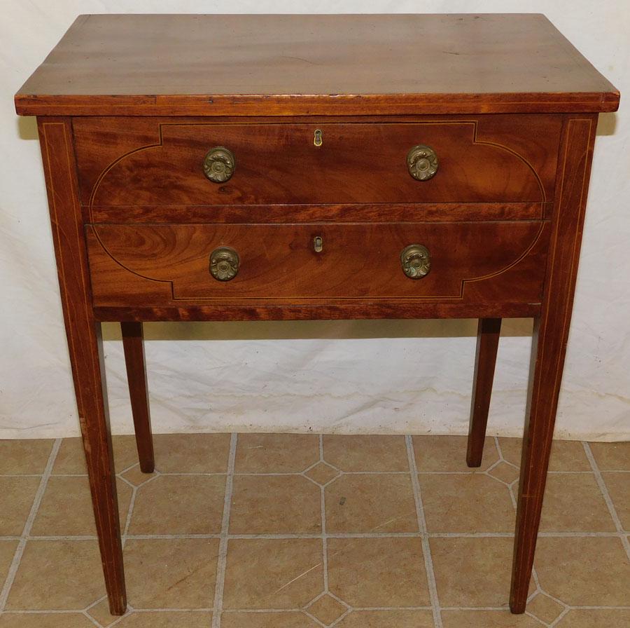 19th C Mahogany Inlaid 2 Drawer Stand (1 of 6)