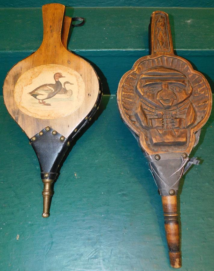 Two Fireplace Bellows: Two Fireplace Bellows. 20" Long (Largest)